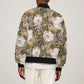African Leopard Floral Pattern Bomber Jacket Sahara Pearl