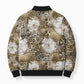 African Leopard Floral Pattern Bomber Puffer Jacket Sahara Pearl
