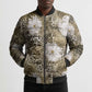 African Leopard Floral Pattern Bomber Puffer Jacket Sahara Pearl
