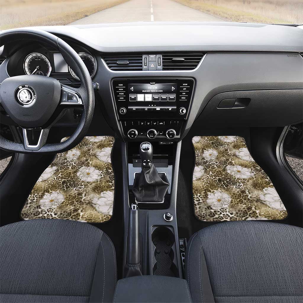 African Leopard Floral Pattern Car Mats Sahara Pearl