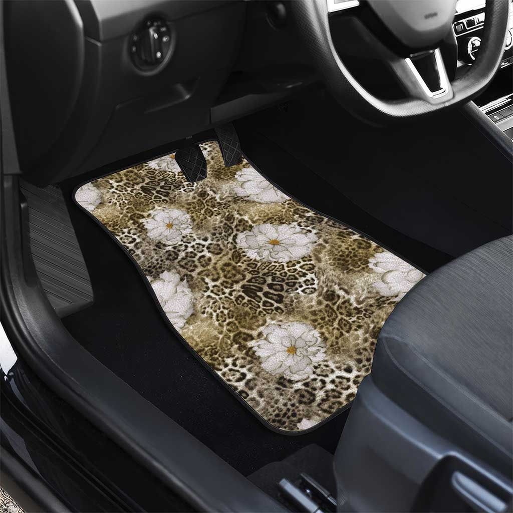 African Leopard Floral Pattern Car Mats Sahara Pearl
