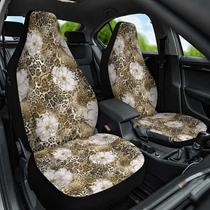 African Leopard Floral Pattern Car Seat Cover Sahara Pearl
