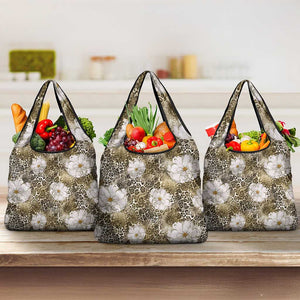 African Leopard Floral Pattern Grocery Bag Sahara Pearl