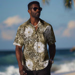 African Leopard Floral Pattern Hawaiian Shirt Sahara Pearl