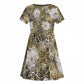 African Leopard Floral Pattern Kid Short Sleeve Dress Sahara Pearl