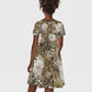 African Leopard Floral Pattern Kid Short Sleeve Dress Sahara Pearl