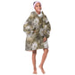African Leopard Floral Pattern Kid Wearable Blanket Hoodie Sahara Pearl