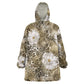 African Leopard Floral Pattern Kid Wearable Blanket Hoodie Sahara Pearl
