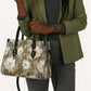 African Leopard Floral Pattern Leather Bag Sahara Pearl