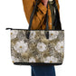 African Leopard Floral Pattern Leather Tote Bag Sahara Pearl