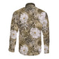 African Leopard Floral Pattern Long Sleeve Button Shirt Sahara Pearl