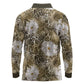 African Leopard Floral Pattern Long Sleeve Polo Shirt Sahara Pearl