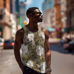 African Leopard Floral Pattern Men Tank Top Sahara Pearl