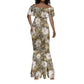 African Leopard Floral Pattern Mermaid Dress Sahara Pearl