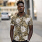 African Leopard Floral Pattern Polo Shirt Sahara Pearl
