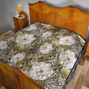 African Leopard Floral Pattern Quilt Sahara Pearl
