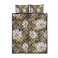 African Leopard Floral Pattern Quilt Bed Set Sahara Pearl