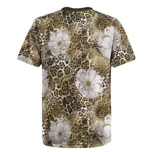 African Leopard Floral Pattern Rugby Jersey Sahara Pearl