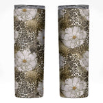 African Leopard Floral Pattern Skinny Tumbler Sahara Pearl