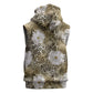 African Leopard Floral Pattern Sleeveless Hoodie Sahara Pearl