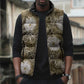 African Leopard Floral Pattern Sleeveless Puffer Jacket Sahara Pearl