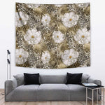 African Leopard Floral Pattern Tapestry Sahara Pearl
