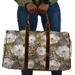 African Leopard Floral Pattern Travel Bag Sahara Pearl
