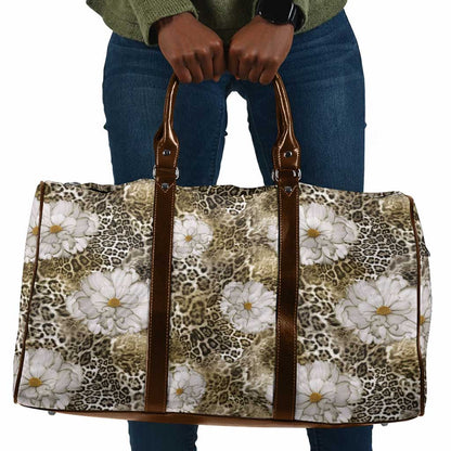 African Leopard Floral Pattern Travel Bag Sahara Pearl