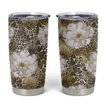 African Leopard Floral Pattern Tumbler Cup Sahara Pearl