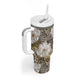 African Leopard Floral Pattern Tumbler With Handle Sahara Pearl