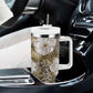 African Leopard Floral Pattern Tumbler With Handle Sahara Pearl