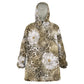 African Leopard Floral Pattern Wearable Blanket Hoodie Sahara Pearl