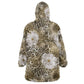 African Leopard Floral Pattern Wearable Blanket Hoodie Sahara Pearl