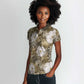 African Leopard Floral Pattern Women Polo Shirt Sahara Pearl