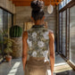 African Leopard Floral Pattern Women Sleeveless Polo Shirt Sahara Pearl