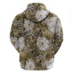 African Leopard Floral Pattern Zip Hoodie Sahara Pearl
