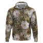 African Leopard Floral Pattern Zip Hoodie Sahara Pearl
