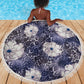 African Leopard Floral Pattern Beach Blanket Nile Indigo