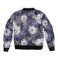 African Leopard Floral Pattern Bomber Jacket Nile Indigo