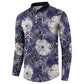 African Leopard Floral Pattern Button Sweatshirt Nile Indigo