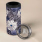 African Leopard Floral Pattern 4 in 1 Can Cooler Tumbler Nile Indigo