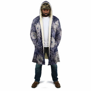 African Leopard Floral Pattern Cloak Nile Indigo