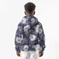 African Leopard Floral Pattern Kid Hoodie Nile Indigo
