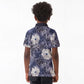 African Leopard Floral Pattern Kid Polo Shirt Nile Indigo