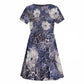 African Leopard Floral Pattern Kid Short Sleeve Dress Nile Indigo