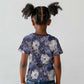 African Leopard Floral Pattern Kid T shirt Nile Indigo