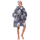 African Leopard Floral Pattern Kid Wearable Blanket Hoodie Nile Indigo