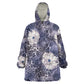 African Leopard Floral Pattern Kid Wearable Blanket Hoodie Nile Indigo