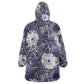 African Leopard Floral Pattern Kid Wearable Blanket Hoodie Nile Indigo