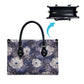 African Leopard Floral Pattern Leather Bag Nile Indigo